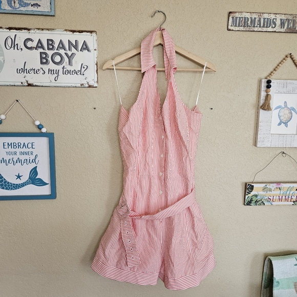 Maeve Anthropologie Large new Romper Halter festival beach coastal vacation - Picture 7 of 13